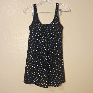 Black Polka Dot Swimdress Tankini Style One-Piece – Size 12